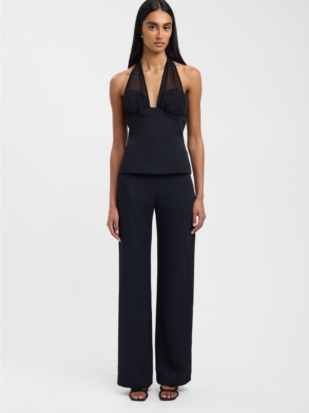 Kookai Black Halter Mesh Bustier Top - Picture 4 of 12